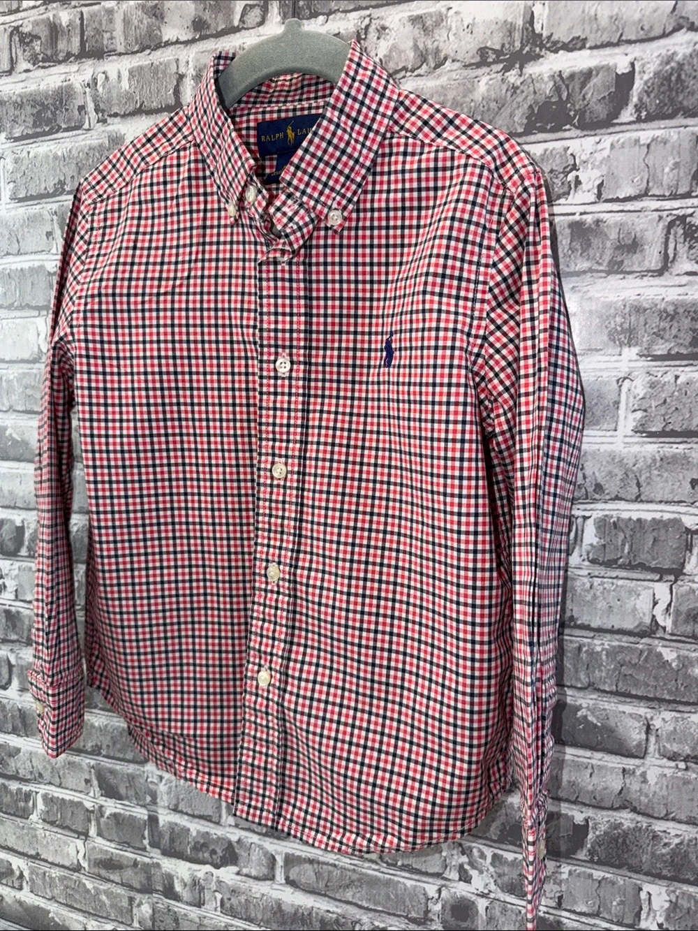 Ralph Lauren Red, Blue & White Checked Button-Down Shirt